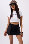 Ters Detay Denim Mini Etek resmi